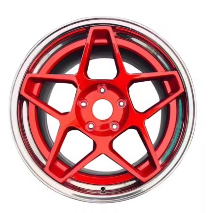 Custom 2-Piece Forged Alloy Wheels Black Silver Red Star Design
