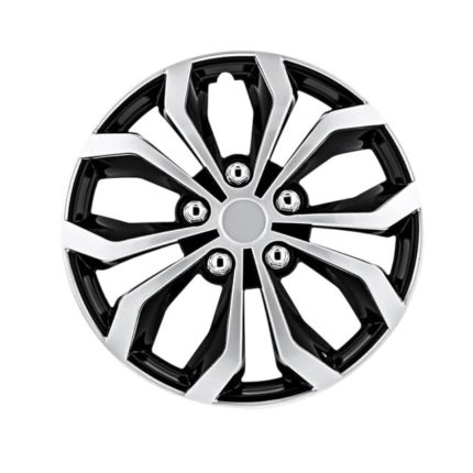 Universal 16 Inch Black Silver Spyder Hubcap Wheel Covers Set